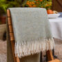 Luxury 100% Shetland Wool Herringbone Blanket Green, thumbnail 1 of 3