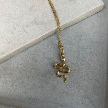 Sterling Silver Gold Plated Snake Necklace, 10 of 10