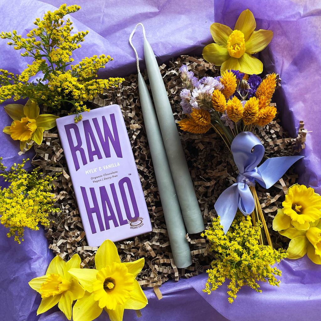 Mother's Day Gift Box Candles, Flowers And Chocolate By anydaymade