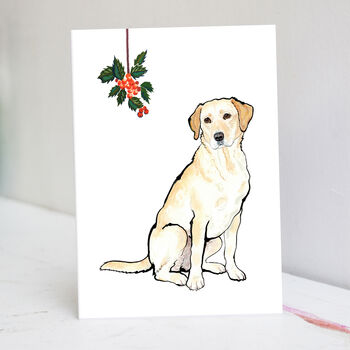 Festive Yellow Labrador Christmas Card, 3 of 7