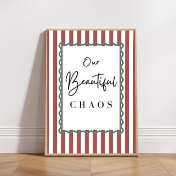 A4 Modern, Art Print, 'Our beautiful chaos' Red Stripes, 4 of 7