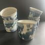 Blue Floral Tumblers Cute Wonky Hand Painted Cups, thumbnail 1 of 10