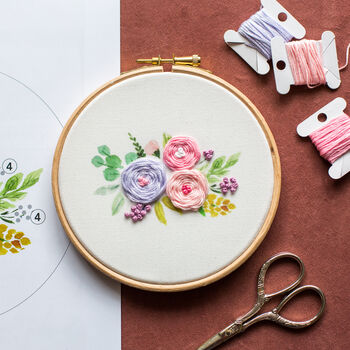 Pastel Bouquet Embroidery Hoop Kit, 4 of 7