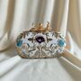 Flower Clasp Oval Off White Clutch, thumbnail 1 of 9