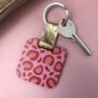 Personalised Pink Leopard Print Wooden Keyring, thumbnail 1 of 6