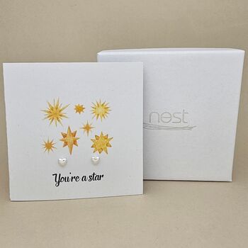Boxed 'You're A Star' Heart Stud Earrings Card, 2 of 3