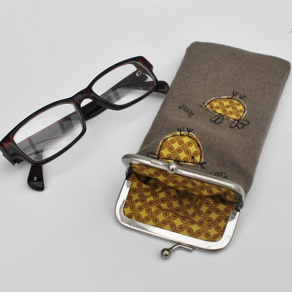 Embroidered Bird Glasses Case By Honeypips