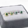 Emerald Green Cz Cat Stud Earrings Sterling Silver, thumbnail 2 of 11