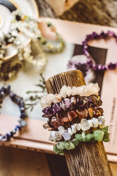 Blue Lace Agate Chip Bracelet | Stretch Cord Fit, 5 of 6