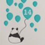 Panda Fourteen Balloons, Birthday Card, thumbnail 2 of 4