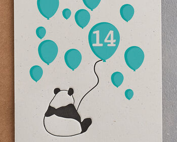 Panda Fourteen Balloons, Birthday Card, 2 of 4
