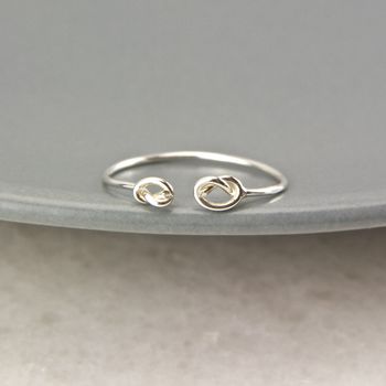 Skinny Sterling Silver Knot Open Ring, 2 of 8