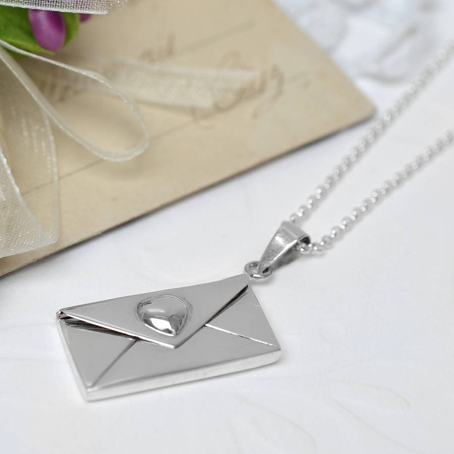 Sterling Silver Love Letter Envelope Necklace By Martha Jackson