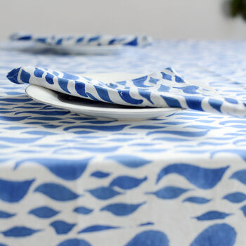 Blue And White Cotton Tablecloth, Seabreeze, 5 of 6