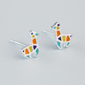 Sterling Silver Geometric Llama Stud Earrings, 3 of 5
