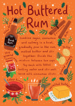Festive Christmas Card, Hot Buttered Rum Recipe, 3 of 3