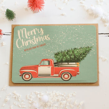 Personalised Christmas Card, Wooden Retro Car, 4 of 5