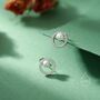 Sterling Silver Pave Circle With Natural Pearls Stud Earrings, thumbnail 3 of 12