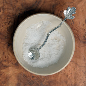 Oak Leaf Pewter Salt Spice Spoon, 2 of 6