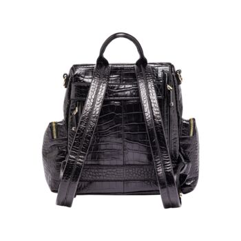 Amber Midi Embossed Black Leather Backpack, 10 of 10