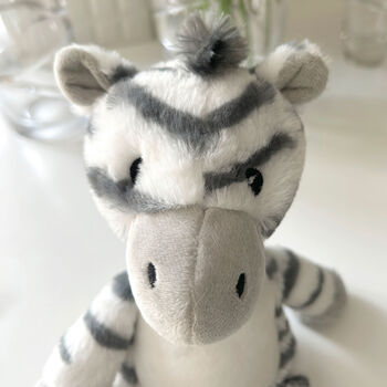 Personalised Alphabet Zebra Teddy Bear New Baby, Christening Or 1st Birthday Gift, 11 of 12