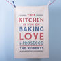 'This Kitchen Runs On' Personalised Tea Towel, thumbnail 1 of 3