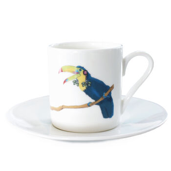 Toucan Print Illustrated Espresso Cup And Saucer, 2 of 5