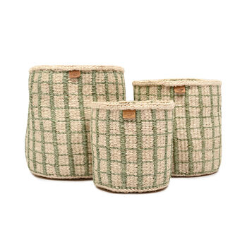 Kagua: Green Check Woven Storage Basket, 9 of 9