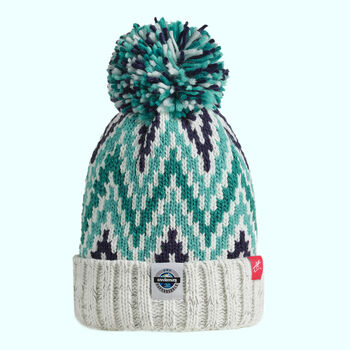 Andrea Hall Alpine Midnight Zig Zag Super Bobble Hat, 2 of 8