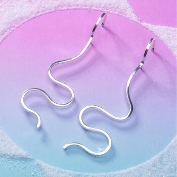 Wavy Abstract Sterling Silver Earrings, 5 of 7