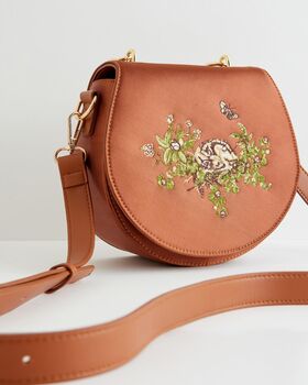 Sleepy Fawn Embroidered Satin Saddle Bag, 2 of 8