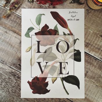 Vintage Love Botanical Personalised Print, 12 of 12