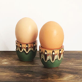 Stoneware Egg Cups Set In Forest Green Colour, 3 of 5
