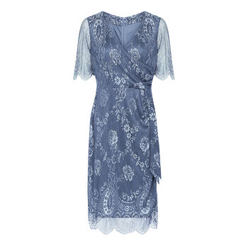 Silver Blue Lace Dress With Sleeves, 3 of 3