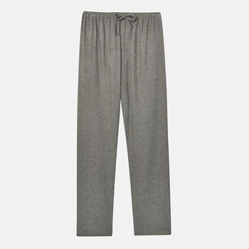 Men's Whitby Jet Herringbone Flannel Pyjama Trousers, 2 of 2