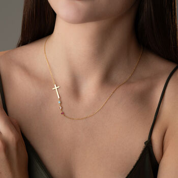 'My Faith, My Family' Birthstone Cross Necklace, 4 of 10