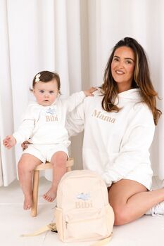 Ladies' 'Mama' Embroidered Holiday Matching Hoodie Jumper With Or Without Aeroplane Design, 3 of 12