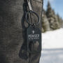 Black Bottle Opener Keyring 'Powder To The People' | Key Accessory | Gift For Dad | Fathers Day | Skiing, thumbnail 1 of 3