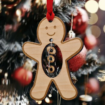 Wooden Christmas Personalised Family Gingerbread Bauble, 3 of 6