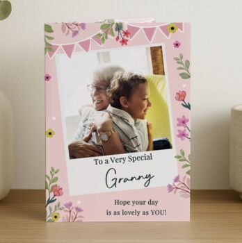 Personalised Photo Upload Floral Card, 3 of 5