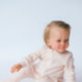 Shortbread Zip Up Baby Sleepsuits Ribbed Cotton, thumbnail 2 of 7
