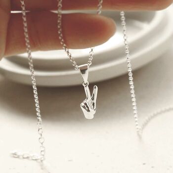Sterling Silver Peace Out Pendant Necklace, 4 of 5