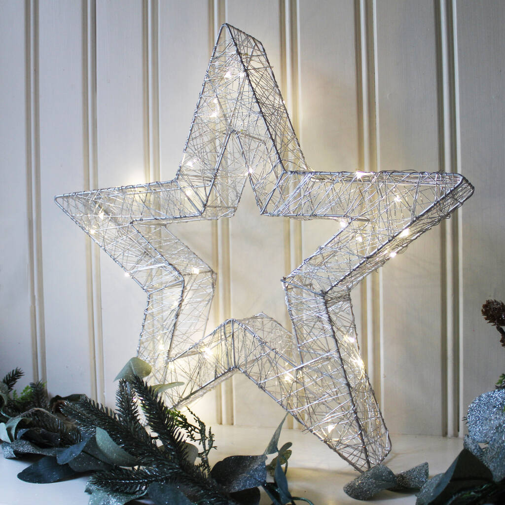 3D Wire White LED Hollow Star Light By Lime Tree London ...