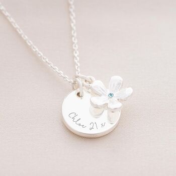 Birthstone Flower And Disc Message Necklace, 6 of 12