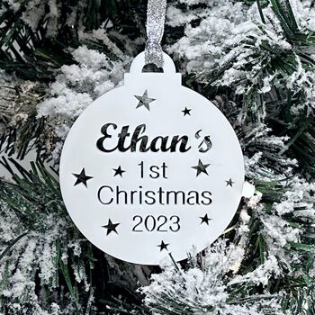 Baby's 1st Christmas Personalised Tree Decoration, 2 of 12