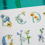 Inky Wildflower Alphabet A To Z Illustrated Print, thumbnail 10 of 12