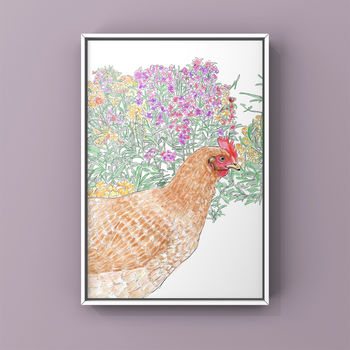 Floral Hen Digital Art Print, 2 of 2