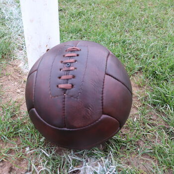 Personalised Vintage Dark Brown Leather Football, 6 of 6