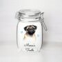 Personalised Pug Kilner Style Dog Treat Jar, thumbnail 1 of 2