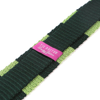 Light Green Duo Striped Silk Knitted Tie, 3 of 3